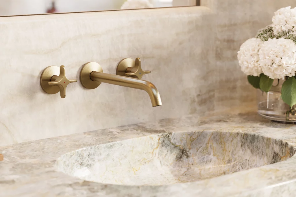 Waschtischarmatur in gebürsteter Goldoptik - Marke AXOR